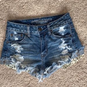 American Eagle Hi-Rise Festival Short Gold Sequin